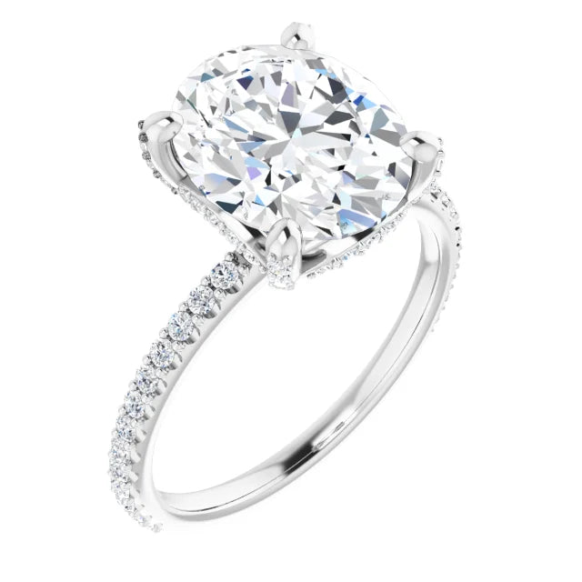 Lab Grown Oval Diamond Engagement Ring With Hidden Halo IGI Certified