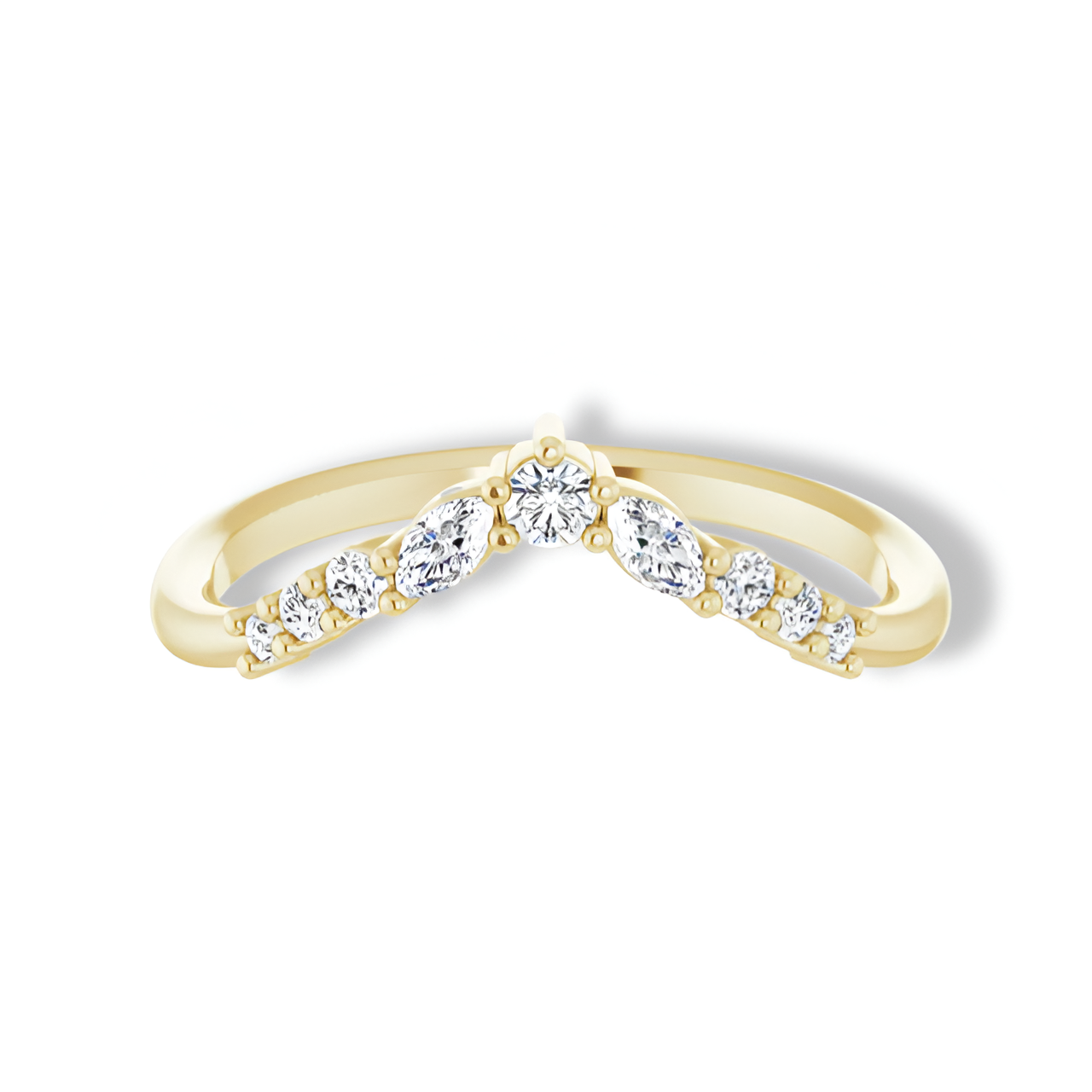 Round And Marquise Diamond Curved Band