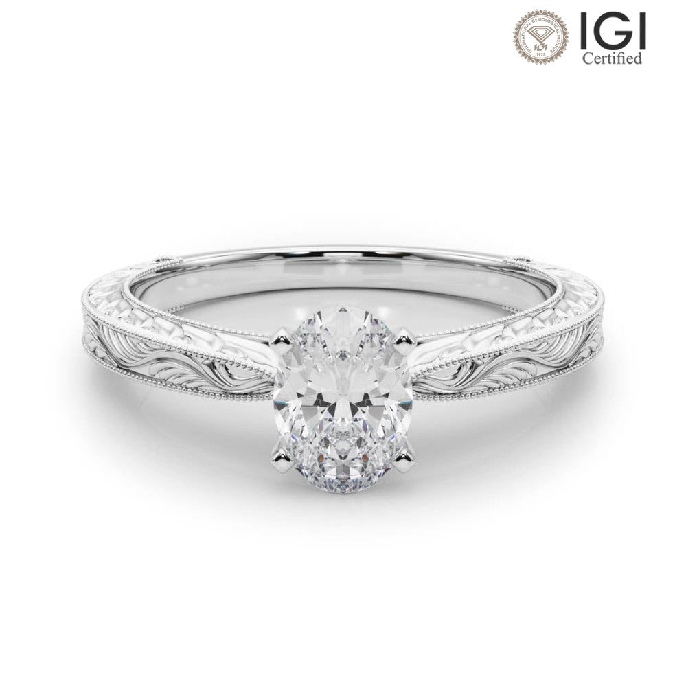 Victoria Oval Lab Grown Diamond Solitaire Engagement Ring IGI Certified