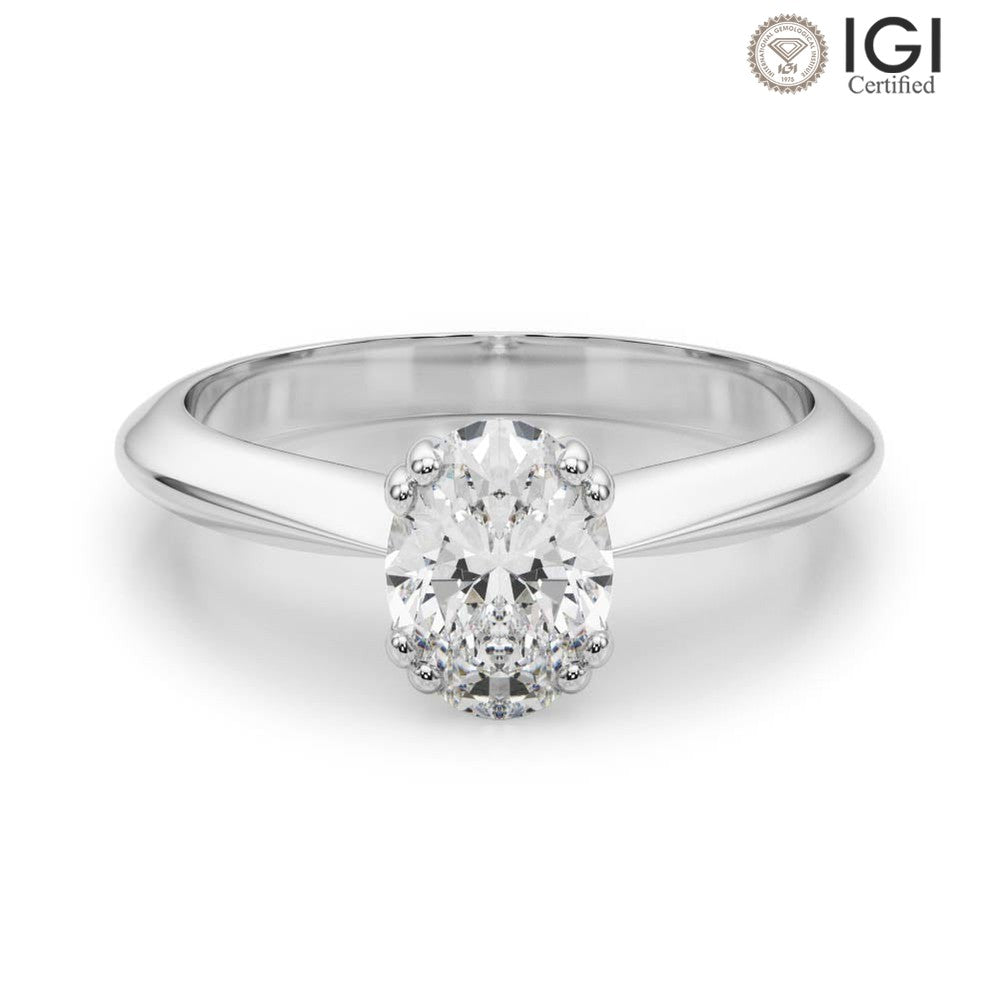 Ava Oval Lab Grown Diamond Solitaire Engagement Ring IGI Certified