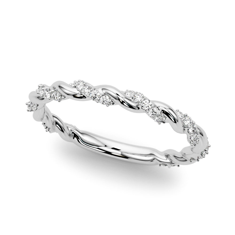 Rope Design Round Diamond Wedding Ring