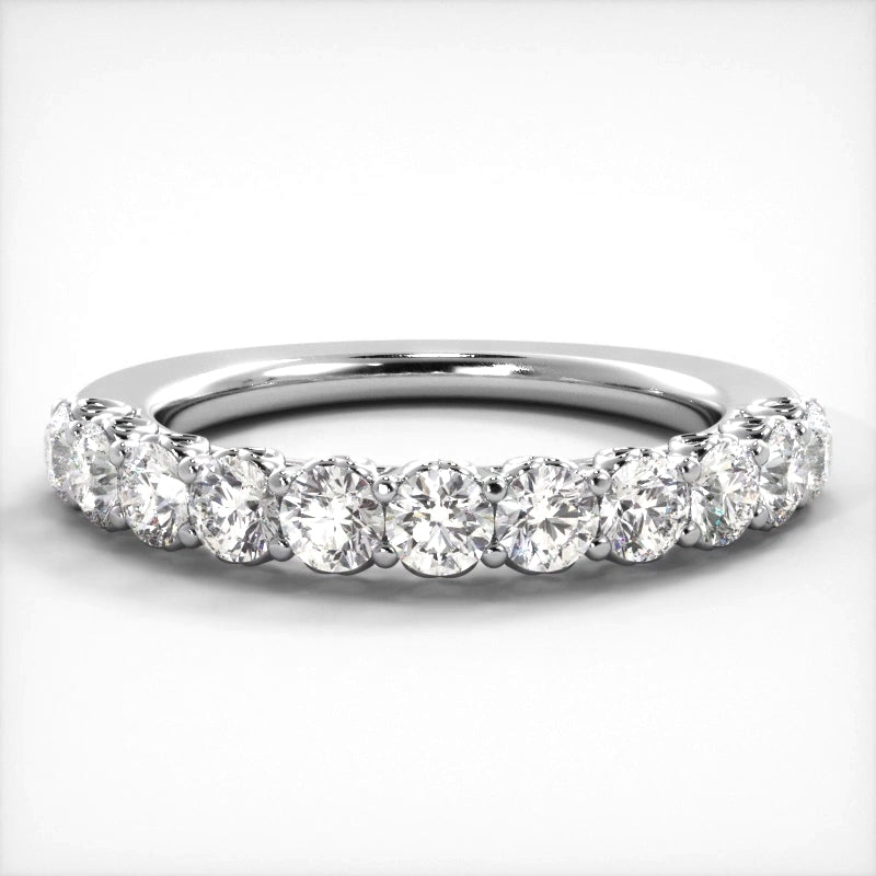 Round Diamond Shared Prong Wedding Band – VIRABYANI