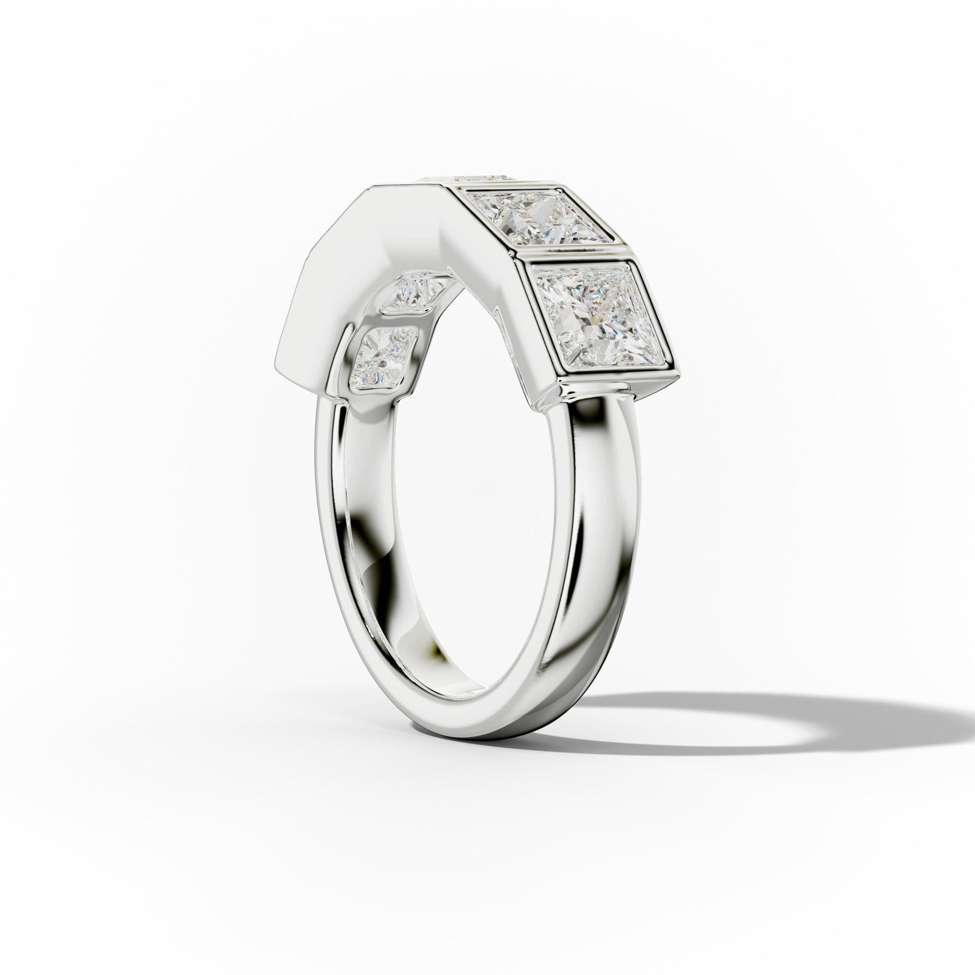 3.0 Carat Bezel Set Princess Cut Diamond Anniversary Band