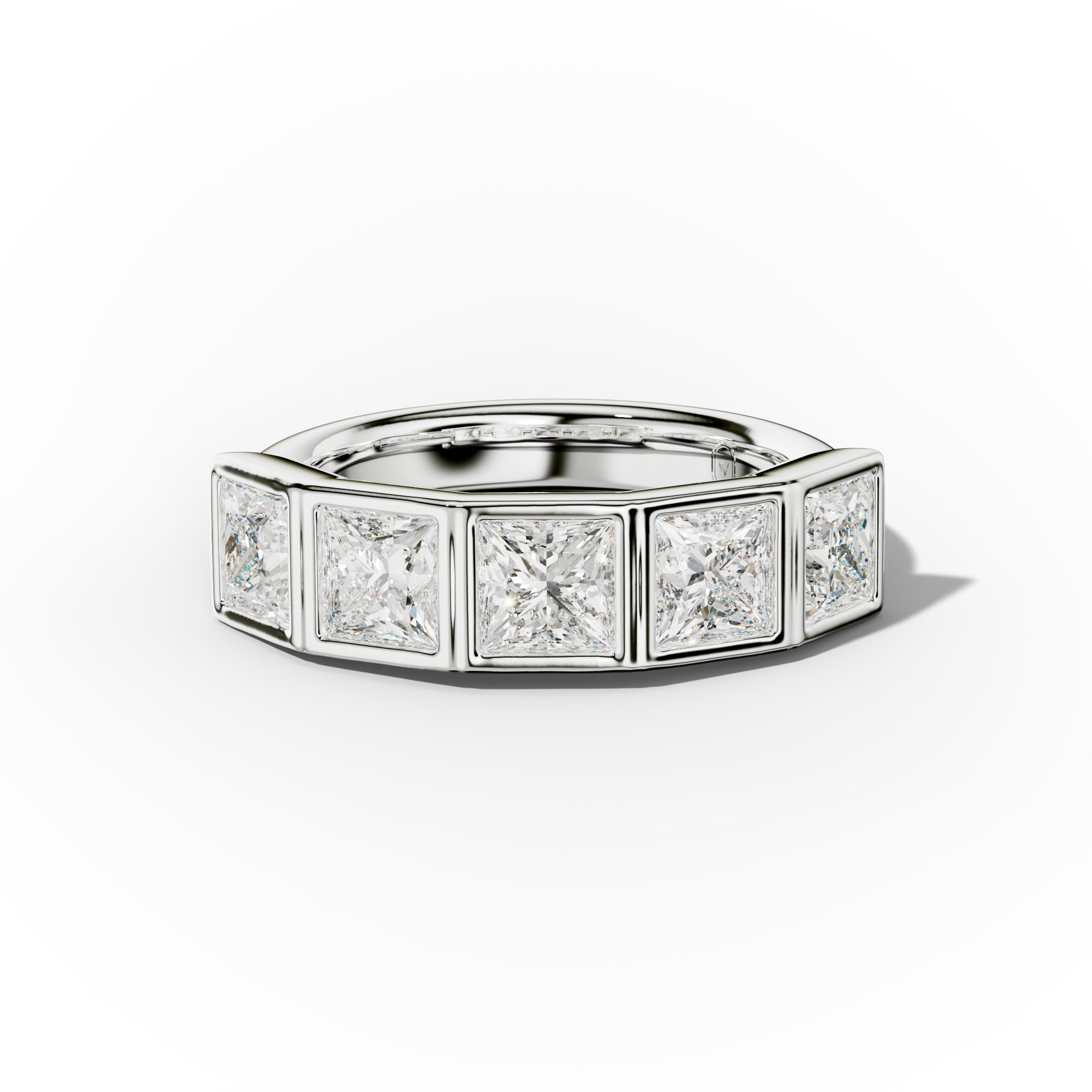 3.0 Carat Bezel Set Princess Cut Diamond Anniversary Band