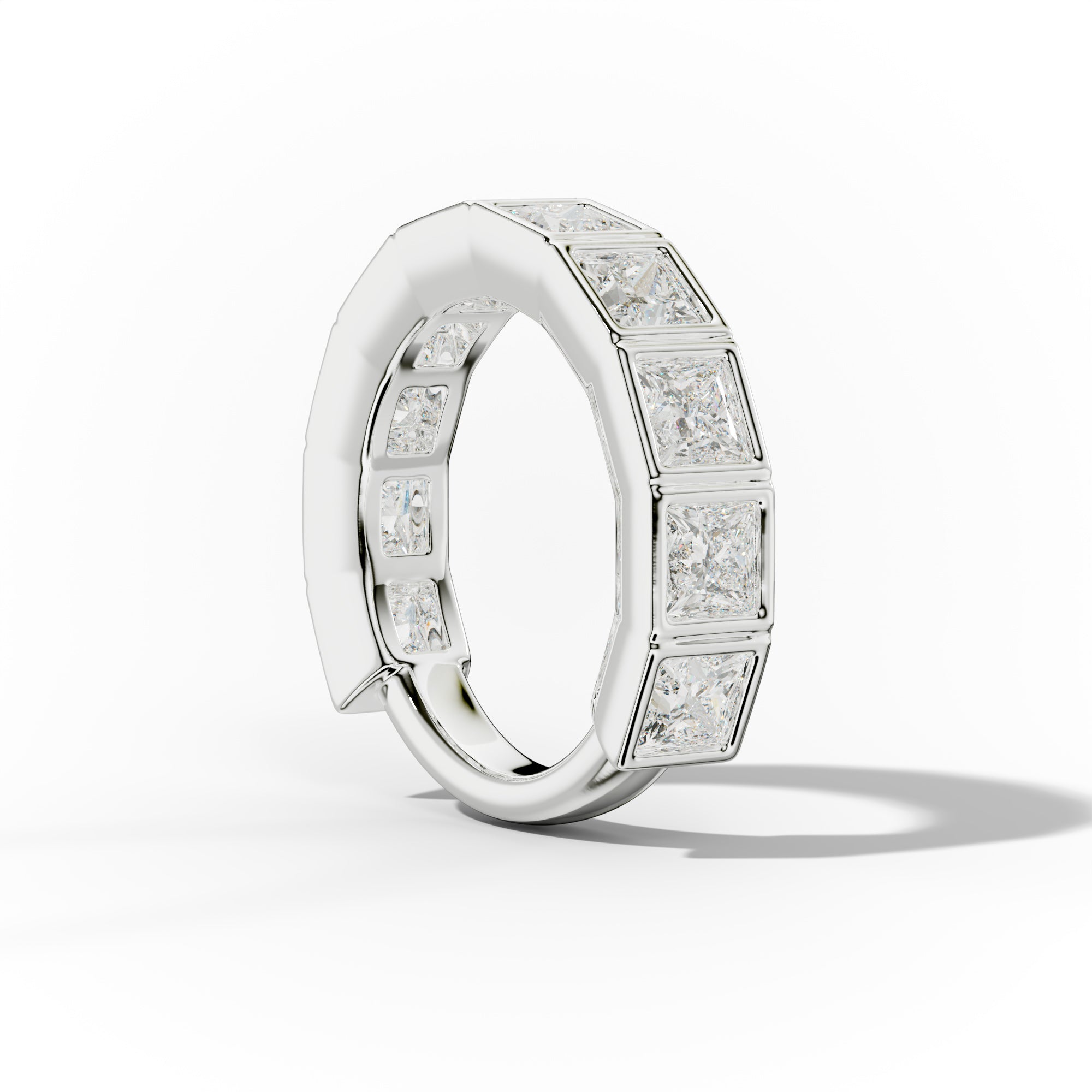 4.0 Carat Bezel Set Princess Cut Diamond Anniversary Band