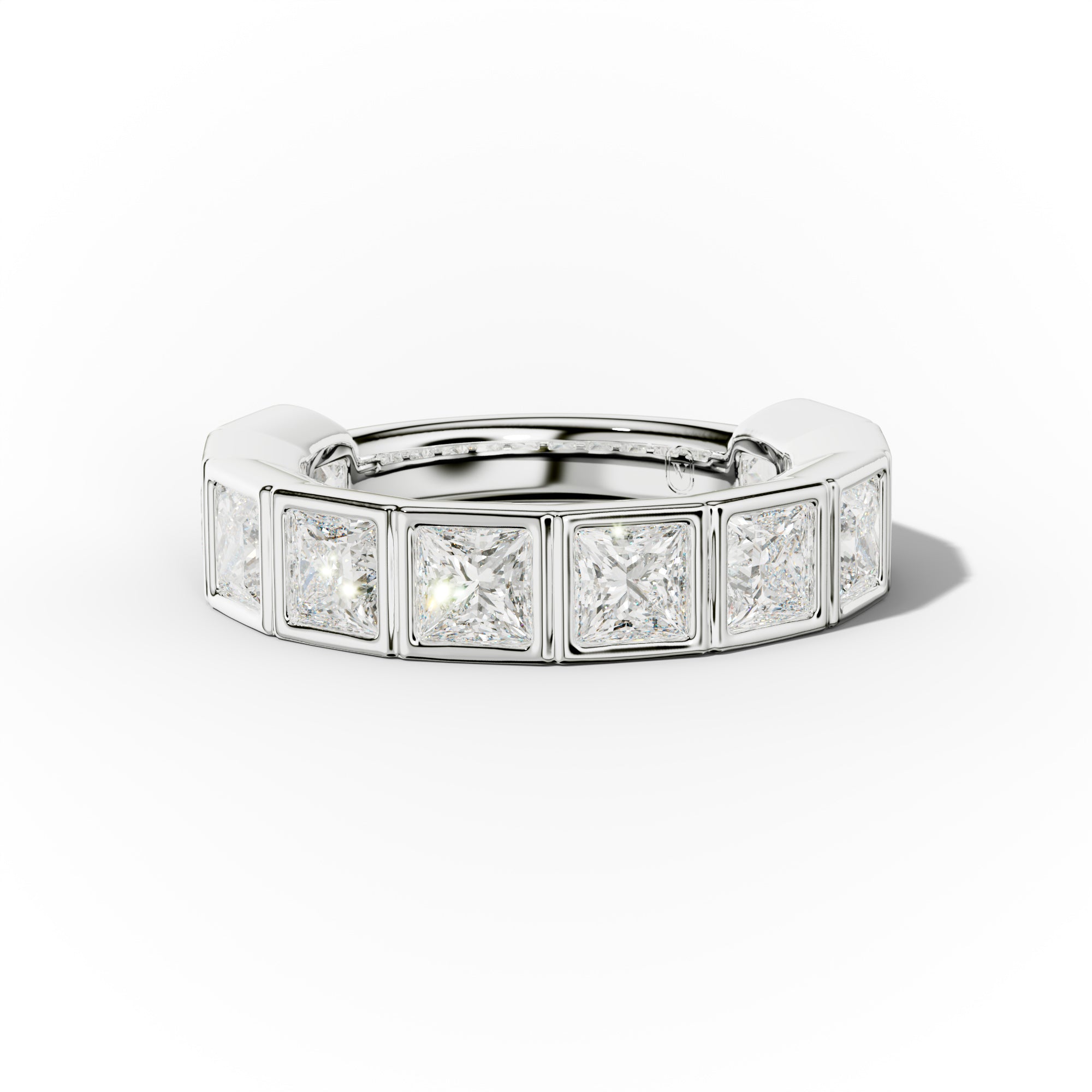4.0 Carat Bezel Set Princess Cut Diamond Anniversary Band