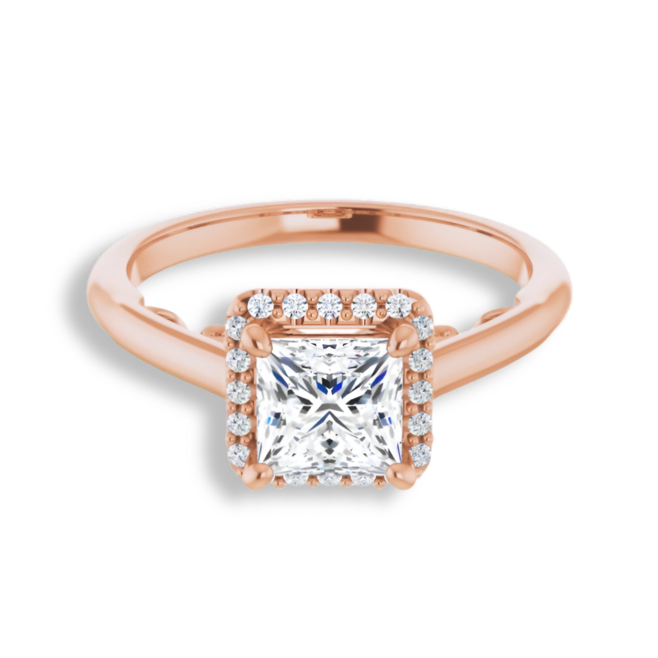 Princess Diamond Halo Engagement Ring