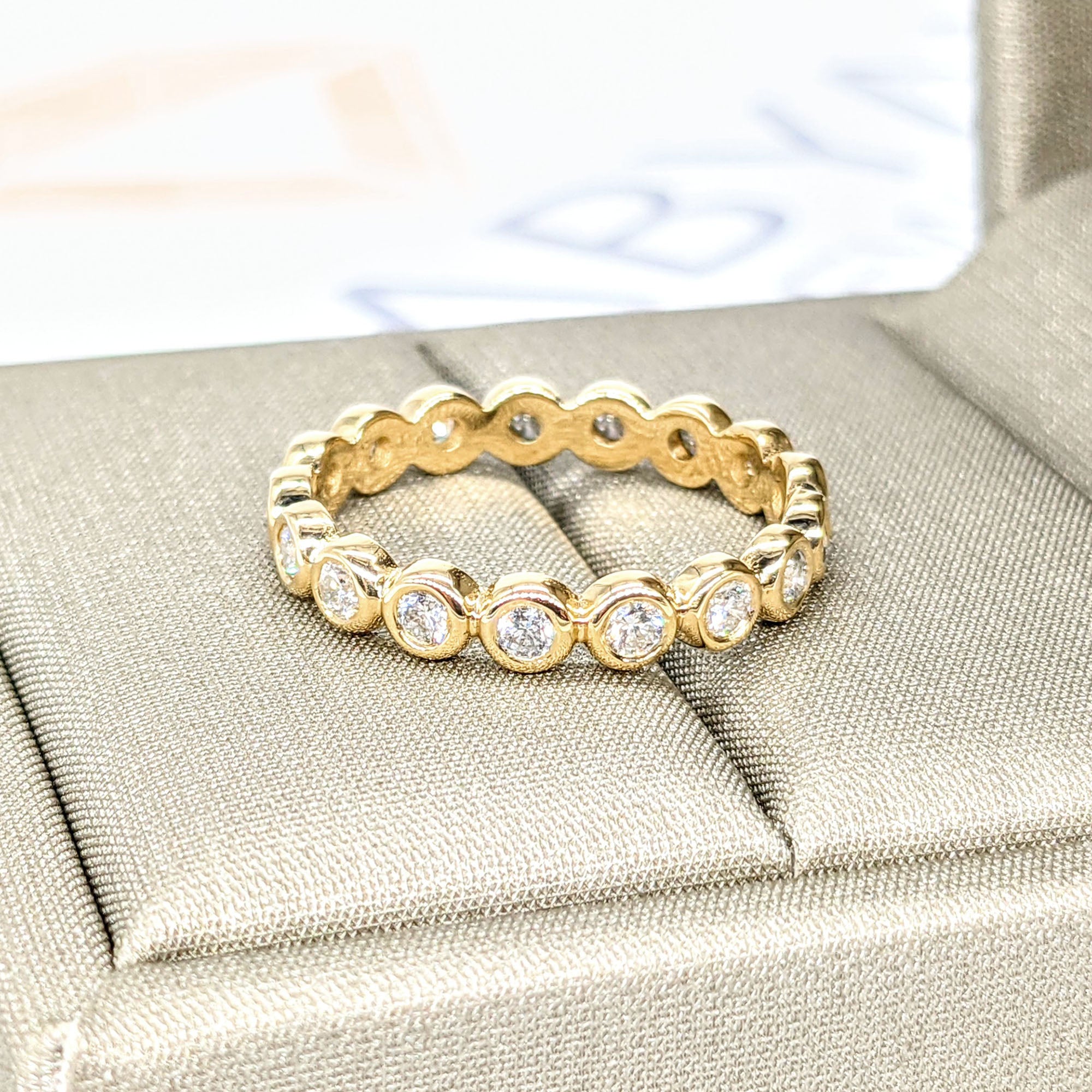 Eternity Band - 14K/18k Solid White Gold / Platinum | Bezel Set Diamond Wedding Eternity Ring | Modern Infinity Design-in 14K/18K White, Yellow, Rose Gold and Platinum - Christmas Jewelry Gift -VIRABYANI