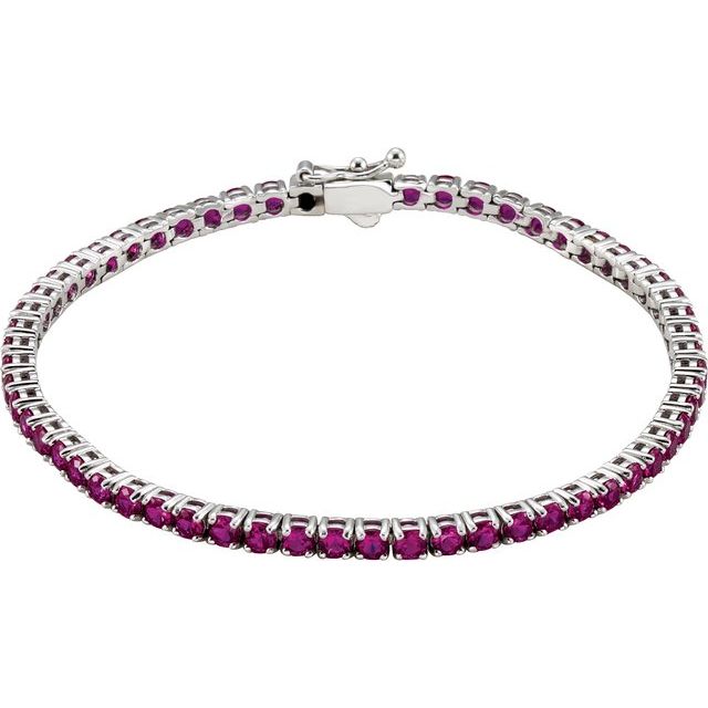 7.57 ct. Genuine Ruby Tennis Bracelet Four Prong Design-in 14K/18K White, Yellow, Rose Gold and Platinum - Christmas Jewelry Gift -VIRABYANI