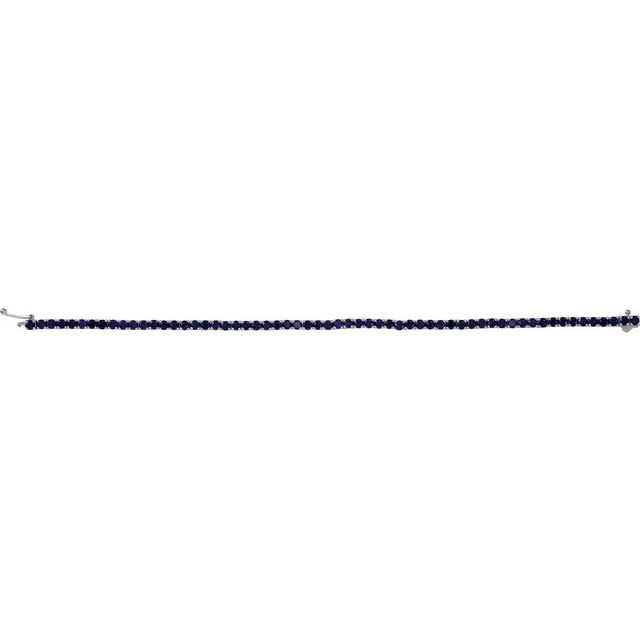 7.70 ct. Genuine Blue Sapphire Tennis Bracelet 3 mm-in 14K/18K White, Yellow, Rose Gold and Platinum - Christmas Jewelry Gift -VIRABYANI