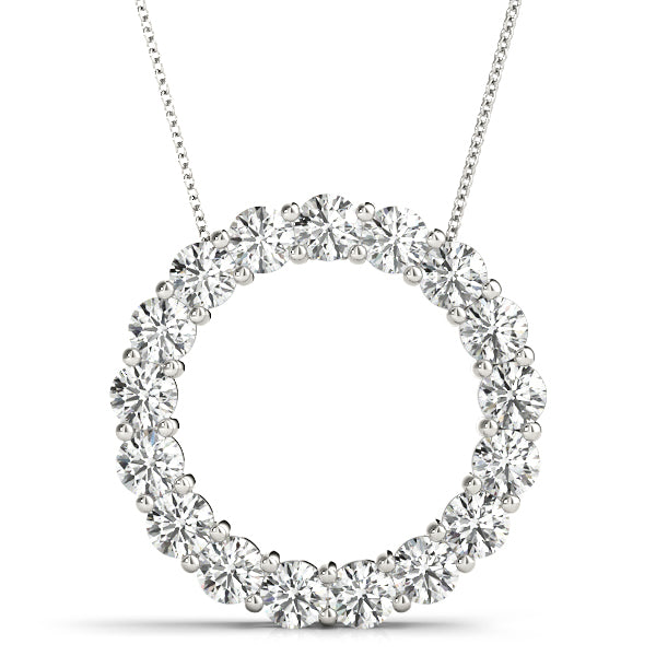 3.06 ctw Diamond Circle Necklace Pendant Shared Prong Set-in 14K/18K White, Yellow, Rose Gold and Platinum - Christmas Jewelry Gift -VIRABYANI