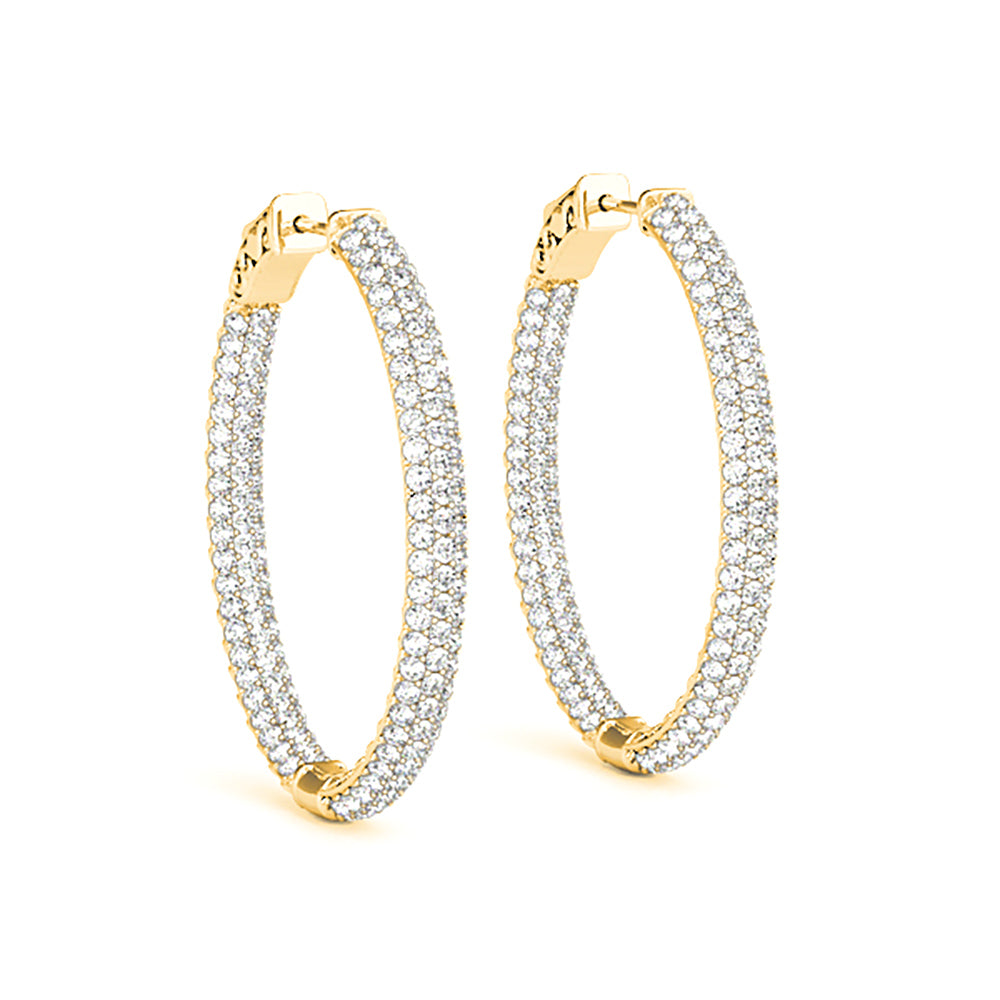 4.40 ctw Diamond Hoop Earrings Pave Set Inside-Out-in 14K/18K White, Yellow, Rose Gold and Platinum - Christmas Jewelry Gift -VIRABYANI