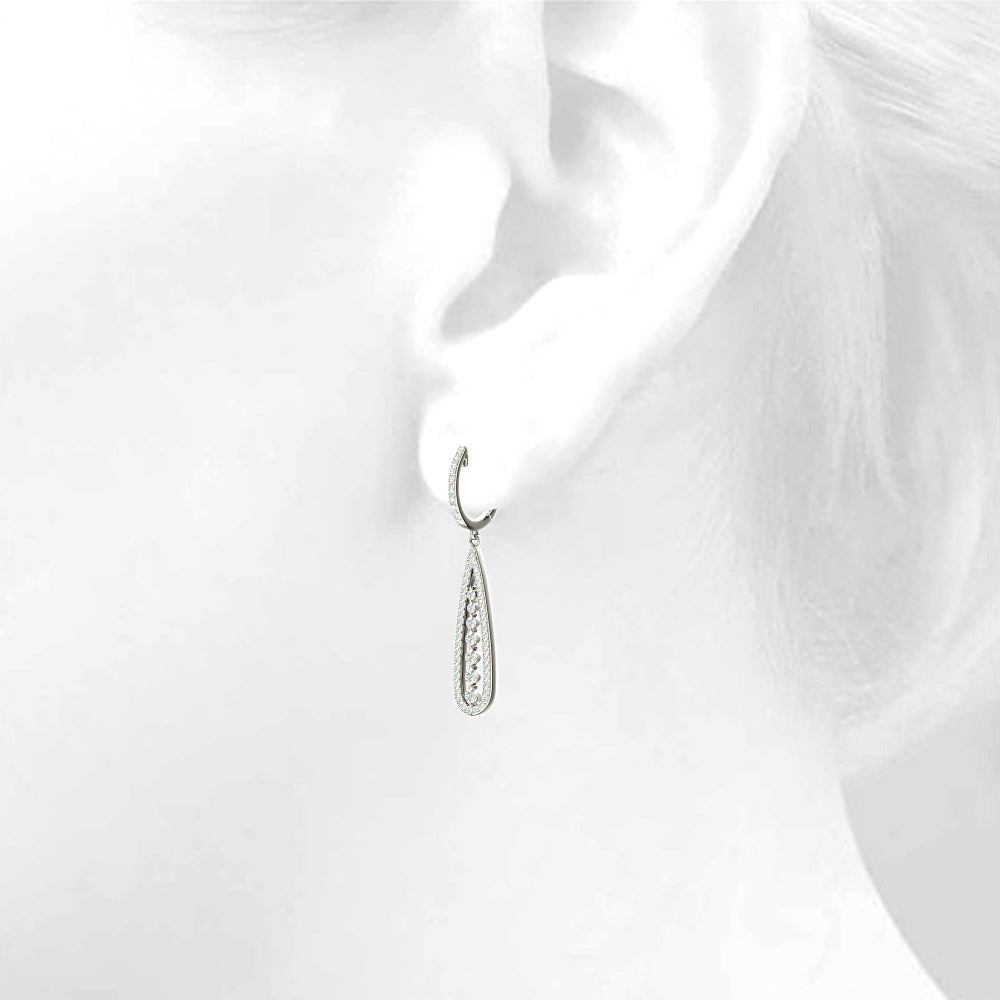 0.75 ctw Diamond Modern Tear Drop Shape Earrings-in 14K/18K White, Yellow, Rose Gold and Platinum - Christmas Jewelry Gift -VIRABYANI