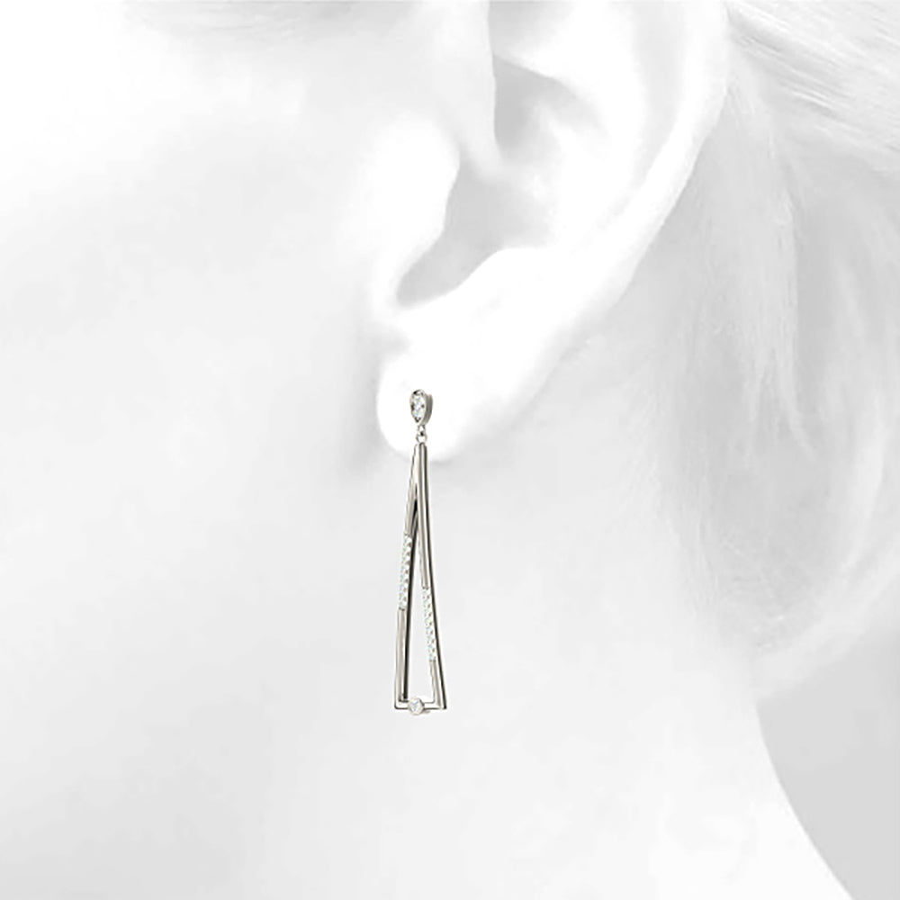 0.25 ctw Diamond Modern Drop Earrings-in 14K/18K White, Yellow, Rose Gold and Platinum - Christmas Jewelry Gift -VIRABYANI