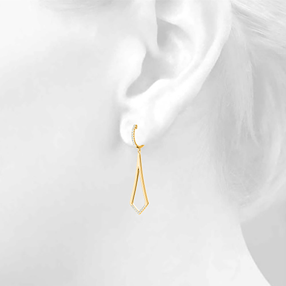 0.20 ctw Diamond Modern Drop Earrings-in 14K/18K White, Yellow, Rose Gold and Platinum - Christmas Jewelry Gift -VIRABYANI