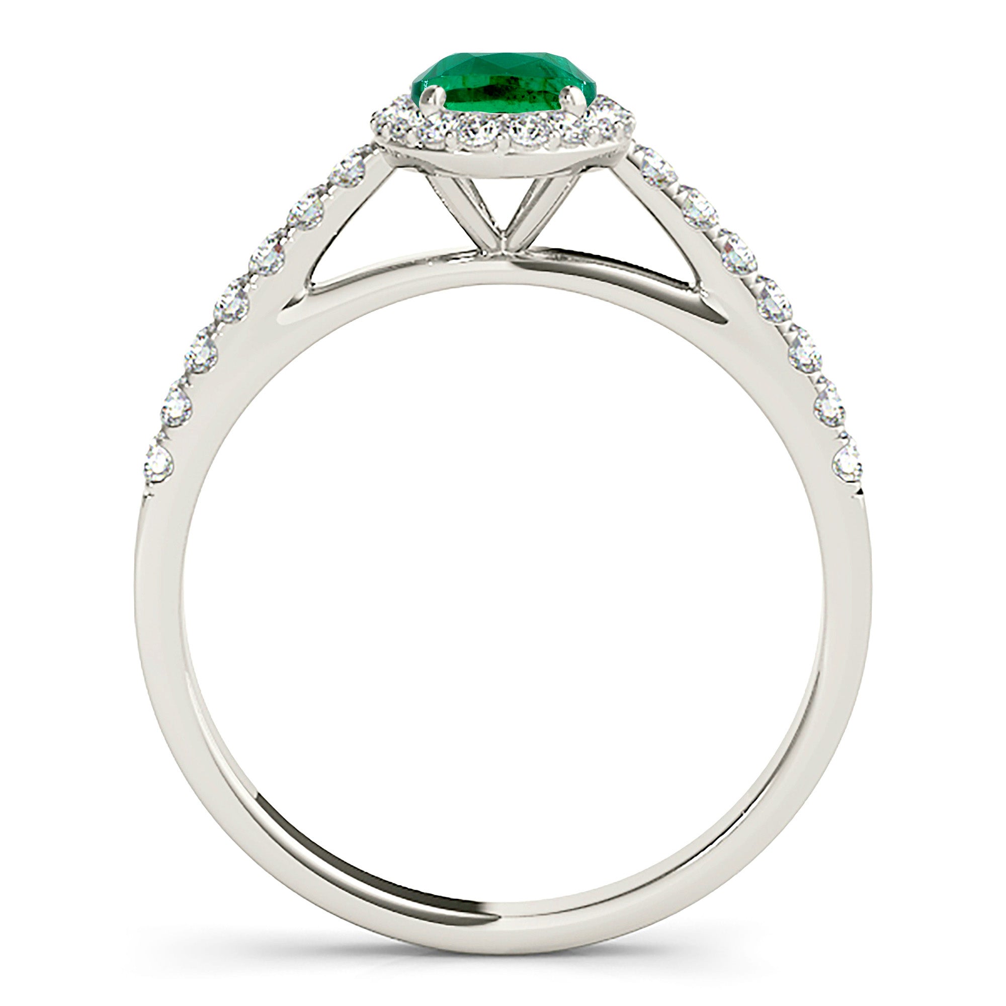1.30 ct. Genuine Oval Emerald With 0.25 ctw. Diamond Halo And Thin Diamond Band-in 14K/18K White, Yellow, Rose Gold and Platinum - Christmas Jewelry Gift -VIRABYANI