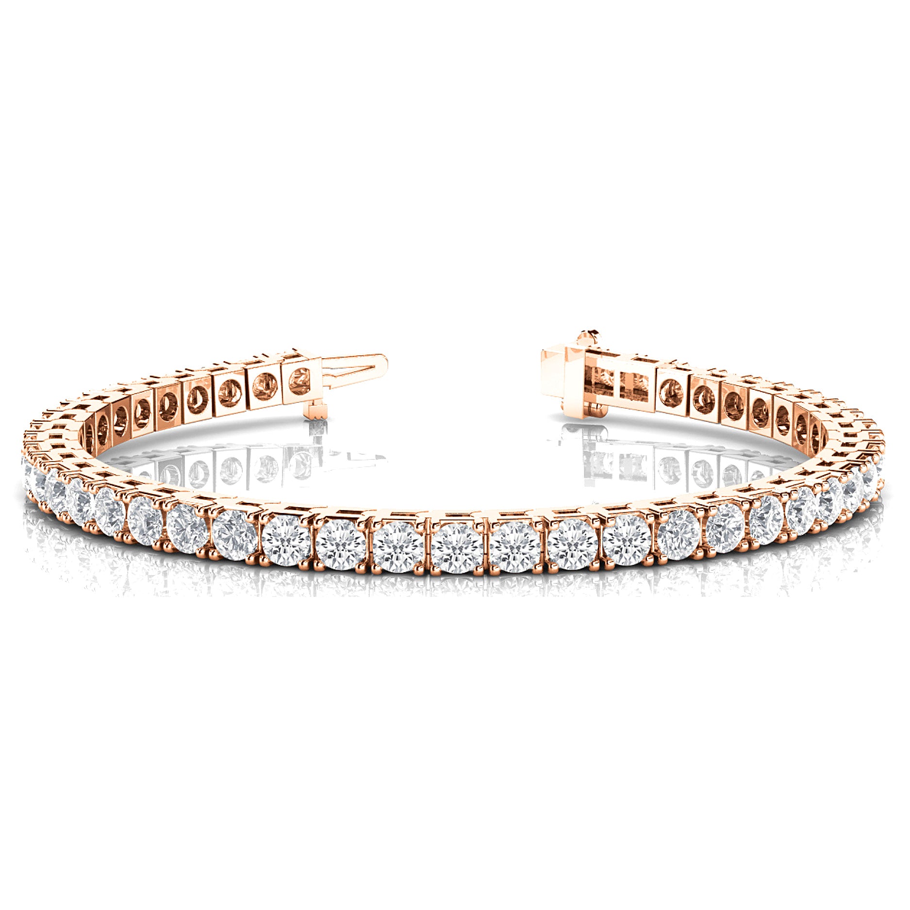 7.0 ctw Round Diamond Tennis Bracelet Four Prong-in 14K/18K White, Yellow, Rose Gold and Platinum - Christmas Jewelry Gift -VIRABYANI