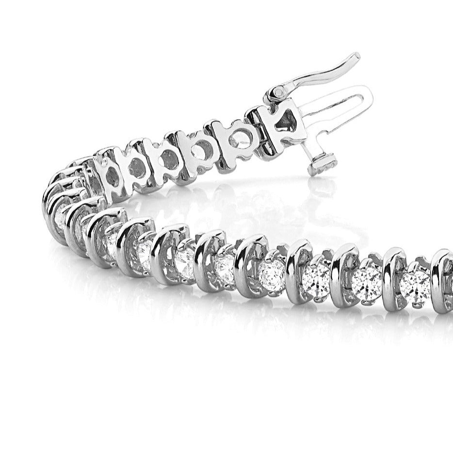 4.00 ctw Round Diamond Bar Tennis Bracelet Two Prong-in 14K/18K White, Yellow, Rose Gold and Platinum - Christmas Jewelry Gift -VIRABYANI