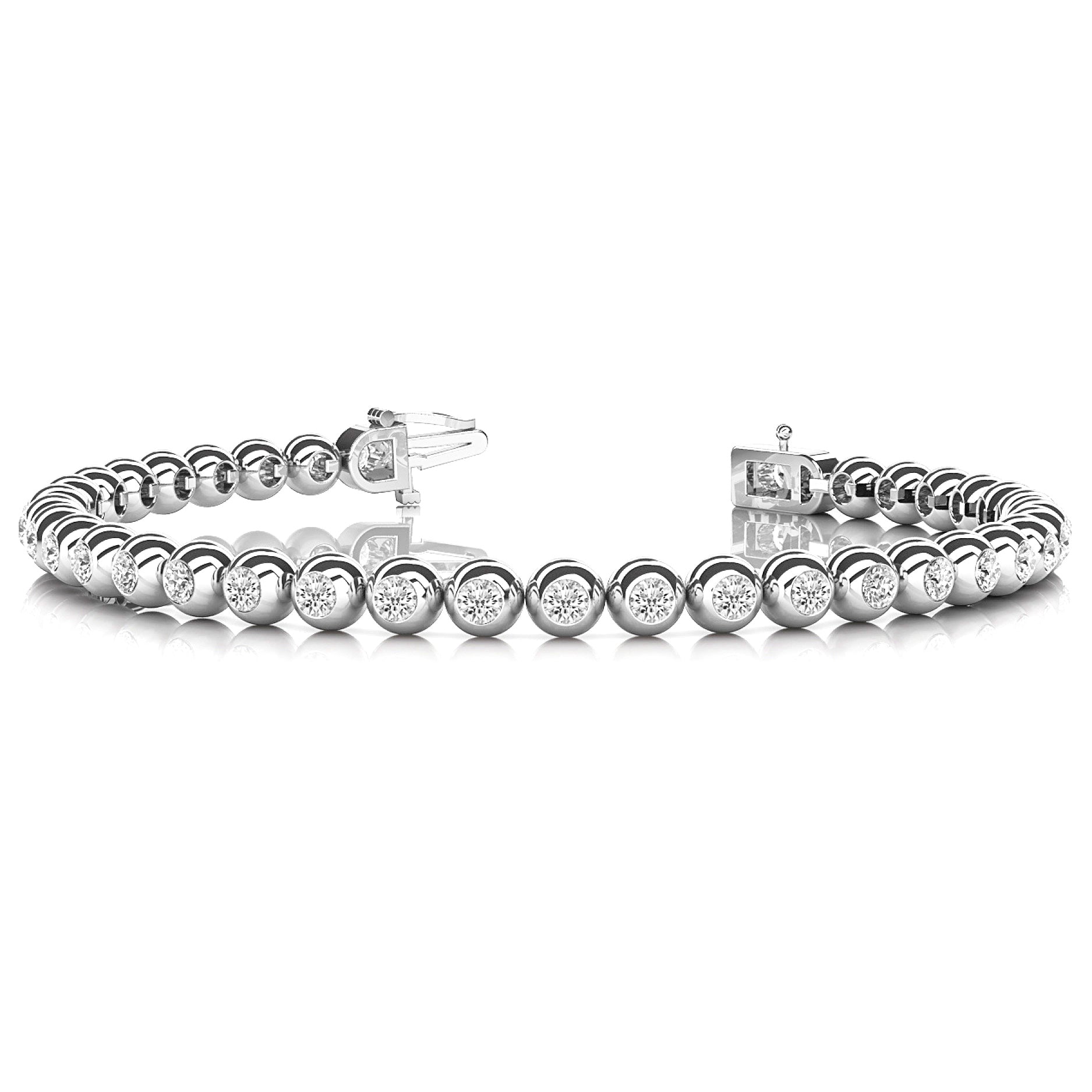 3.00 ctw Round Diamond Bezel Set Tennis Bracelet-in 14K/18K White, Yellow, Rose Gold and Platinum - Christmas Jewelry Gift -VIRABYANI