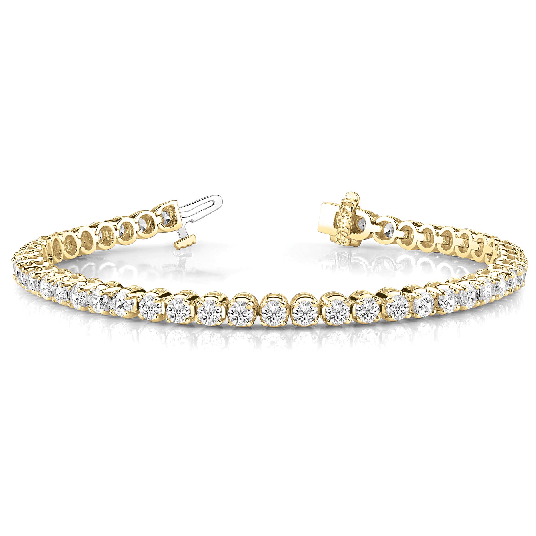 5.15 ctw Round Diamond Tennis Bracelet Four Prong Set-in 14K/18K White, Yellow, Rose Gold and Platinum - Christmas Jewelry Gift -VIRABYANI