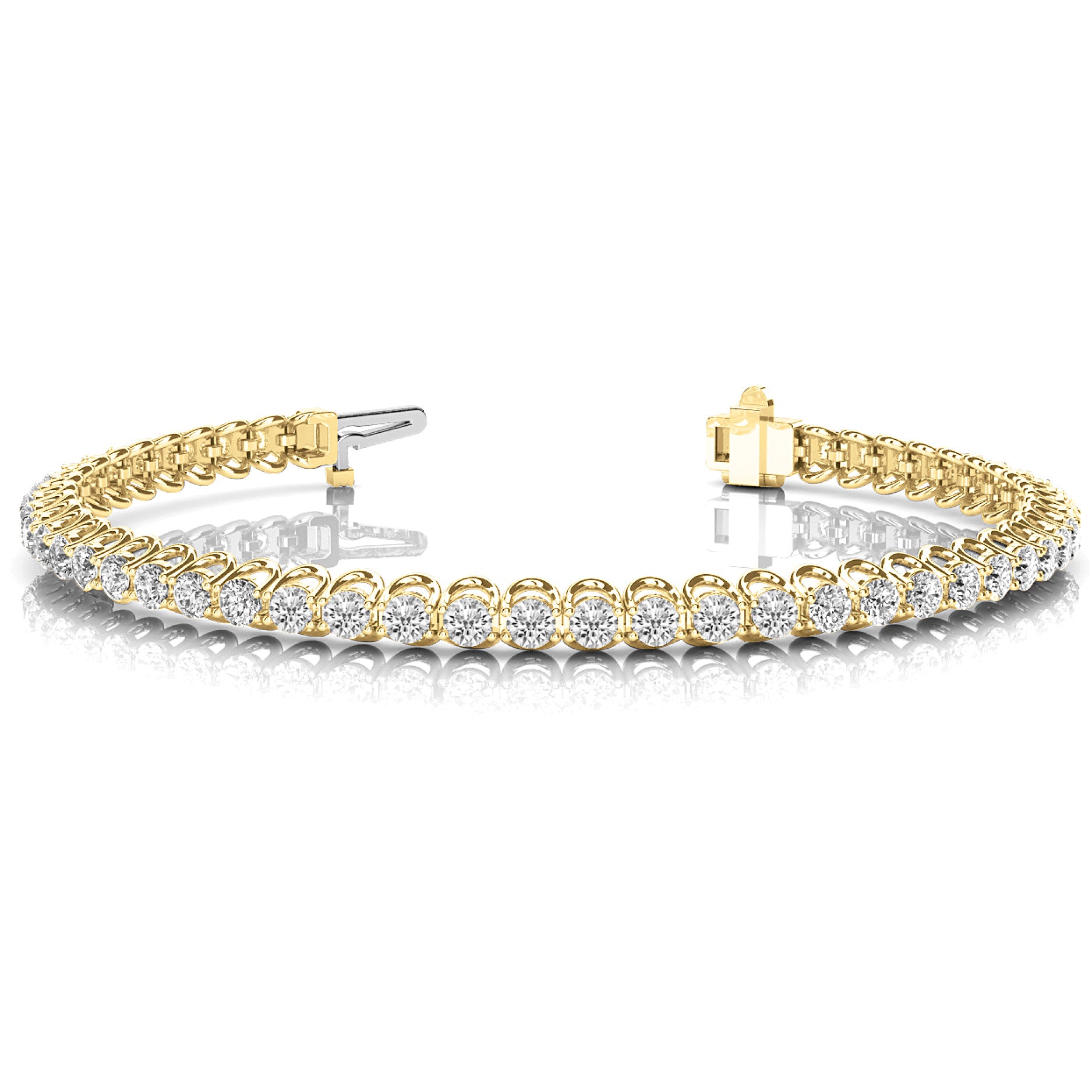 4.00 ctw Round Diamond Tennis Bracelet Four Prong Set-in 14K/18K White, Yellow, Rose Gold and Platinum - Christmas Jewelry Gift -VIRABYANI