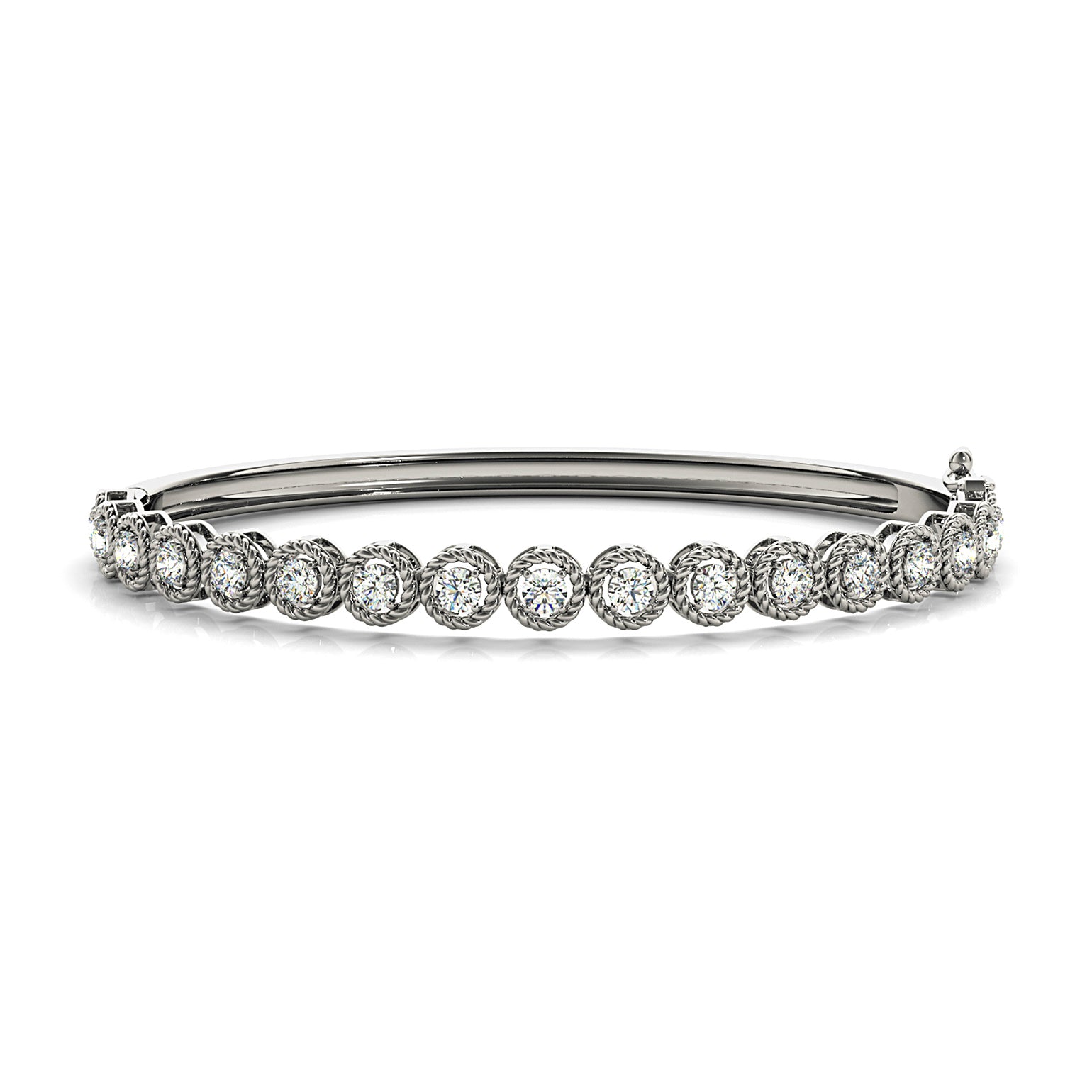 Filigree Halo 1.75 ctw Diamond Bangle Bracelet-in 14K/18K White, Yellow, Rose Gold and Platinum - Christmas Jewelry Gift -VIRABYANI