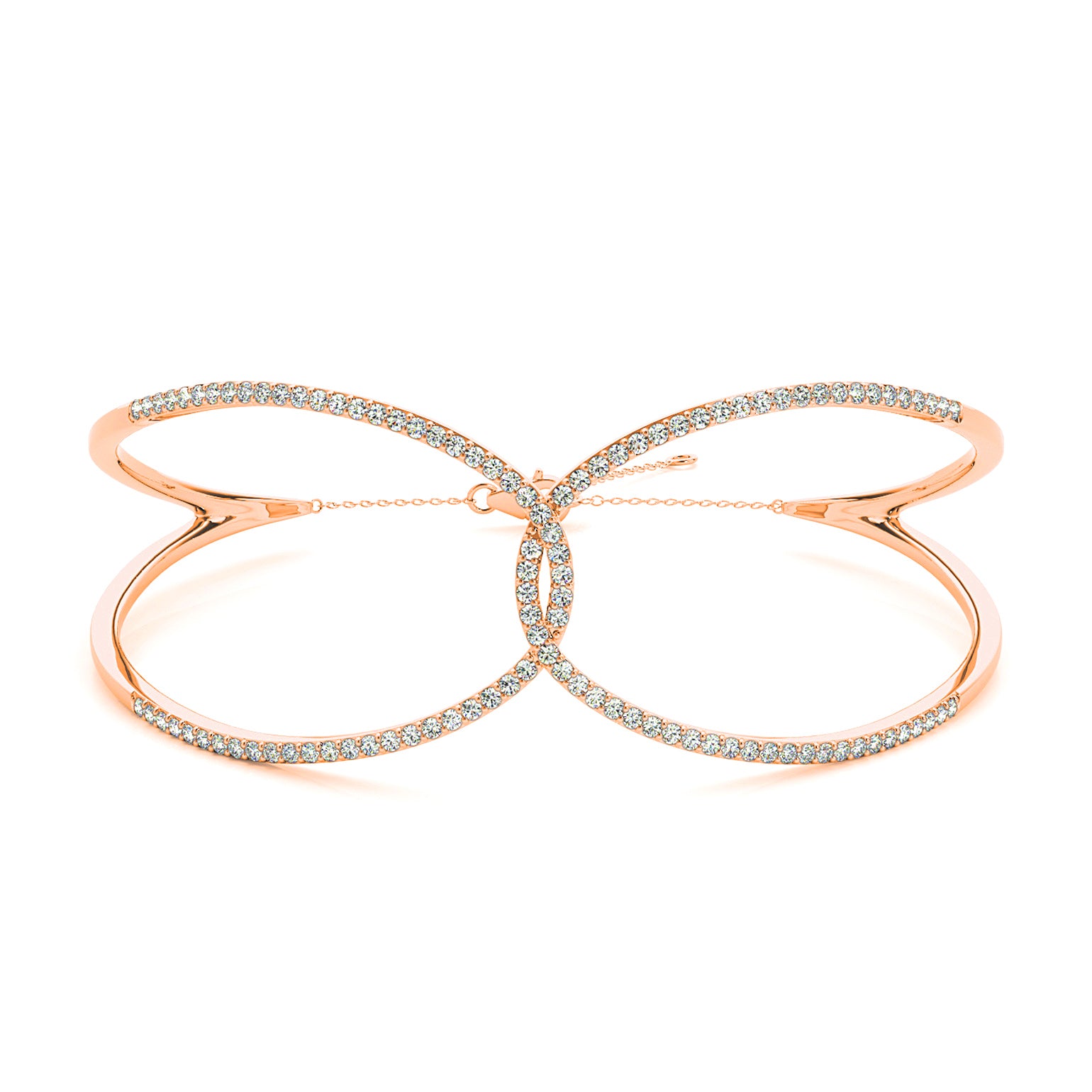 Love Knot 0.65 ctw Diamond Bangle Bracelet Pave Set-in 14K/18K White, Yellow, Rose Gold and Platinum - Christmas Jewelry Gift -VIRABYANI