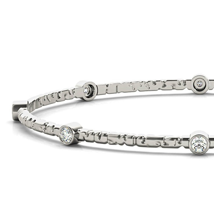 0.80 ctw Round Diamond Bangle Bracelet Bezel Set-in 14K/18K White, Yellow, Rose Gold and Platinum - Christmas Jewelry Gift -VIRABYANI