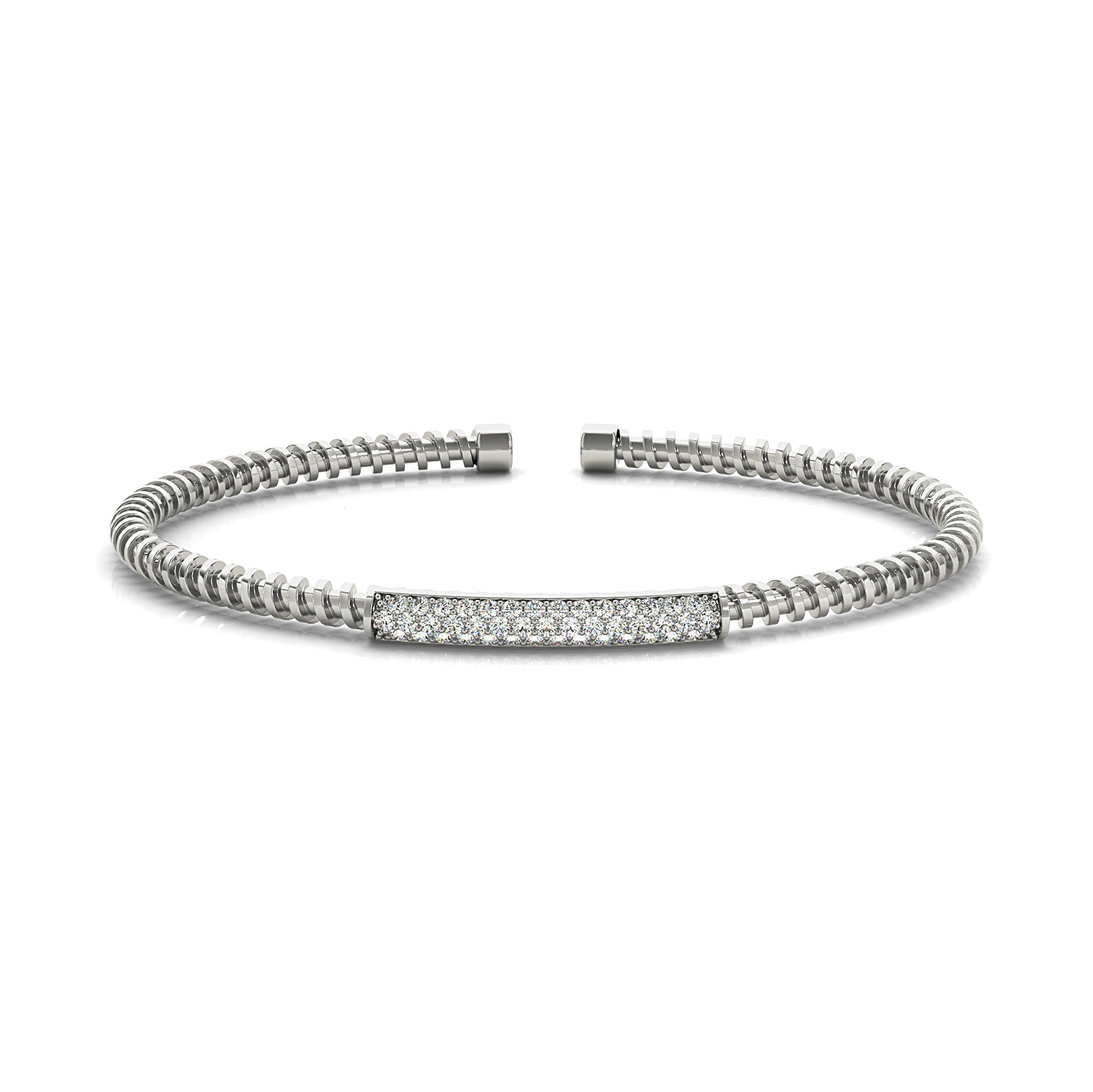 Screw Design 0.50 ctw Round Diamond Cuff Bangle Bracelet-in 14K/18K White, Yellow, Rose Gold and Platinum - Christmas Jewelry Gift -VIRABYANI
