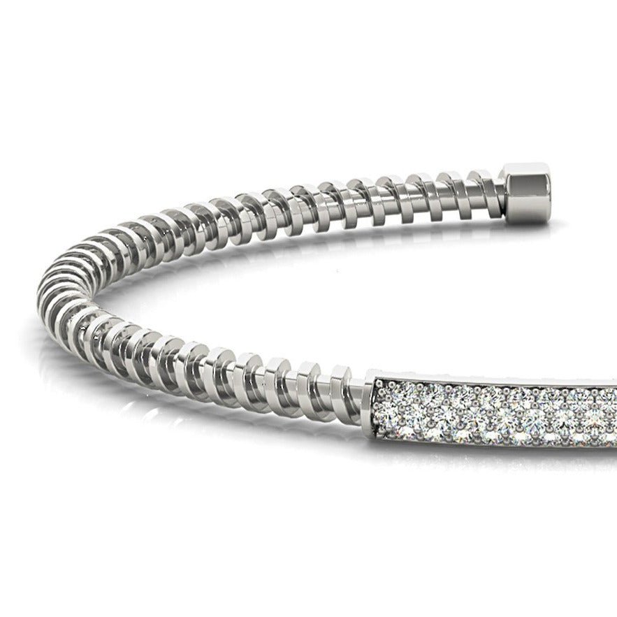 Screw Design 0.50 ctw Round Diamond Cuff Bangle Bracelet-in 14K/18K White, Yellow, Rose Gold and Platinum - Christmas Jewelry Gift -VIRABYANI