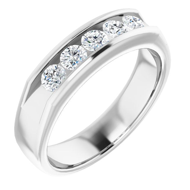 0.85 ctw Channel Set Round Diamond Men's Ring-in 14K/18K White, Yellow, Rose Gold and Platinum - Christmas Jewelry Gift -VIRABYANI