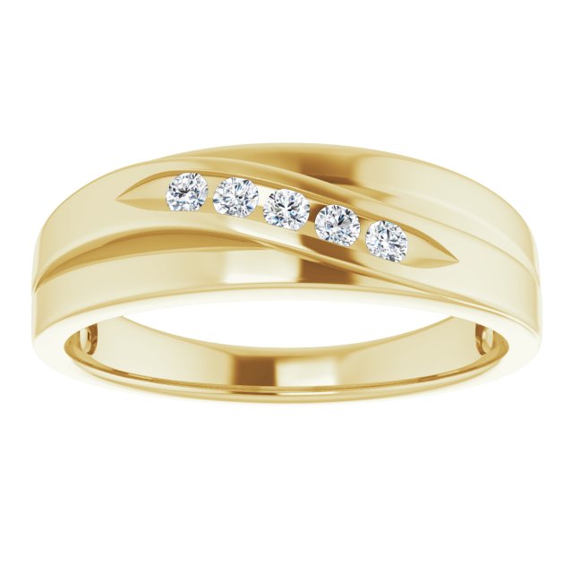 5 Stone Channel Set Diamond Men's Ring-in 14K/18K White, Yellow, Rose Gold and Platinum - Christmas Jewelry Gift -VIRABYANI