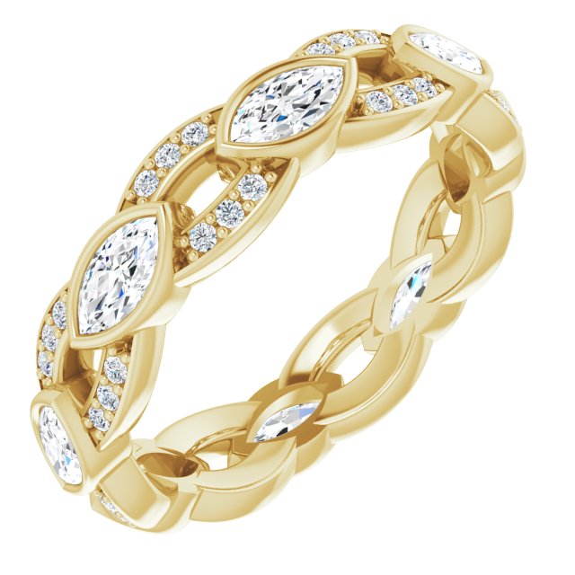 1.36 ct. Marquise & Round Diamond Eternity Band-in 14K/18K White, Yellow, Rose Gold and Platinum - Christmas Jewelry Gift -VIRABYANI