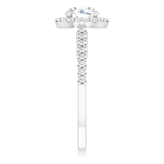 0.41 ctw Side Diamond Round Cut Halo Engagement Ring-in 14K/18K White, Yellow, Rose Gold and Platinum - Christmas Jewelry Gift -VIRABYANI