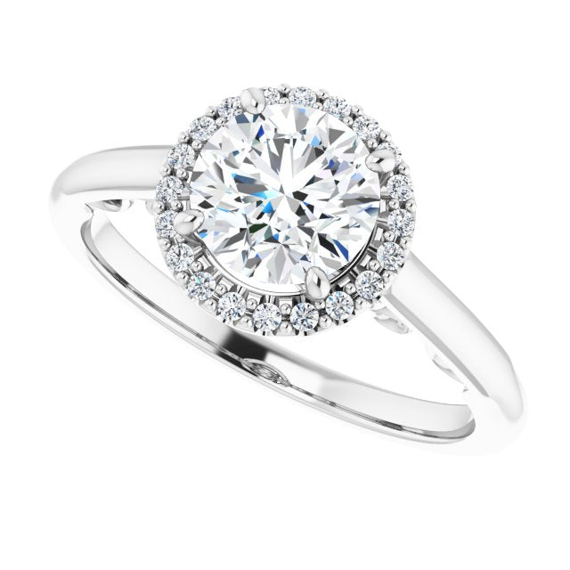 0.10 ctw Side Diamond Round Cut Halo Engagement Ring-in 14K/18K White, Yellow, Rose Gold and Platinum - Christmas Jewelry Gift -VIRABYANI