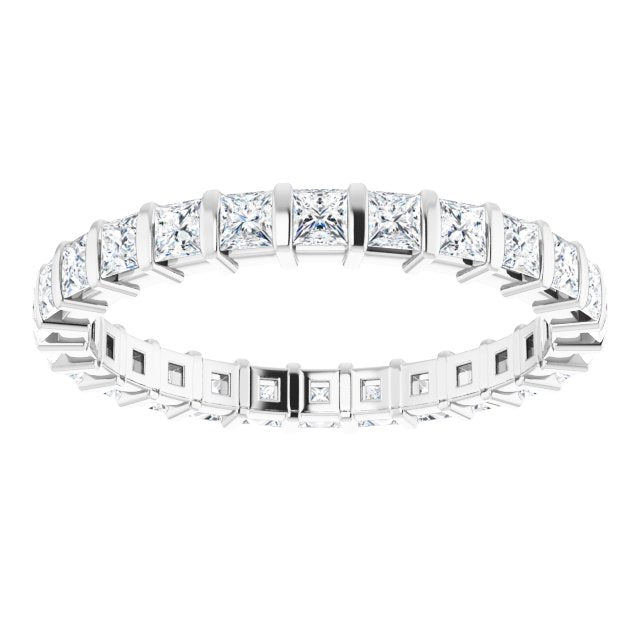 0.90 ct. Bar Set Princess Diamond Eternity Band-in 14K/18K White, Yellow, Rose Gold and Platinum - Christmas Jewelry Gift -VIRABYANI