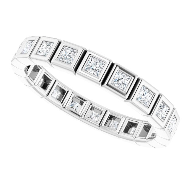 0.34 ct. Princess Diamond Bezel Set Eternity Band-in 14K/18K White, Yellow, Rose Gold and Platinum - Christmas Jewelry Gift -VIRABYANI