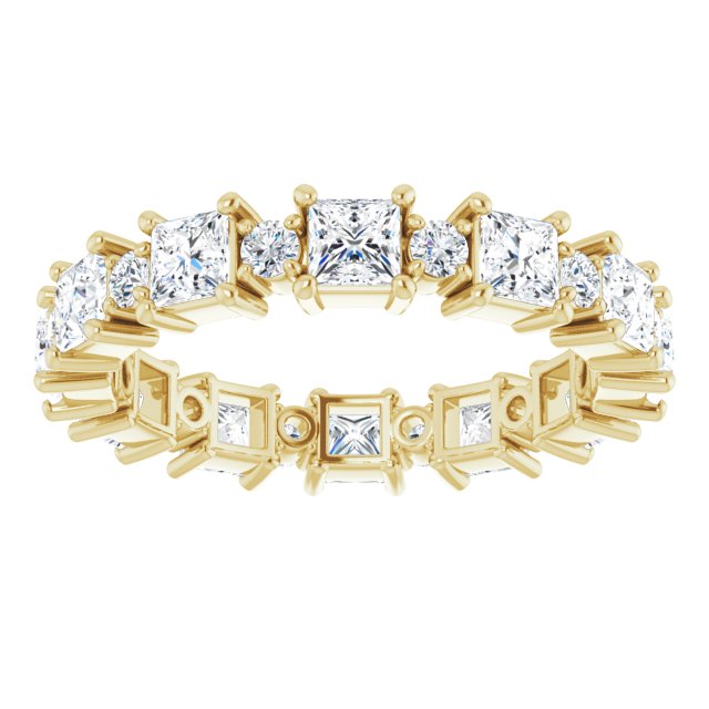 2.52 ct. Princess & Round Diamond Eternity Band-in 14K/18K White, Yellow, Rose Gold and Platinum - Christmas Jewelry Gift -VIRABYANI