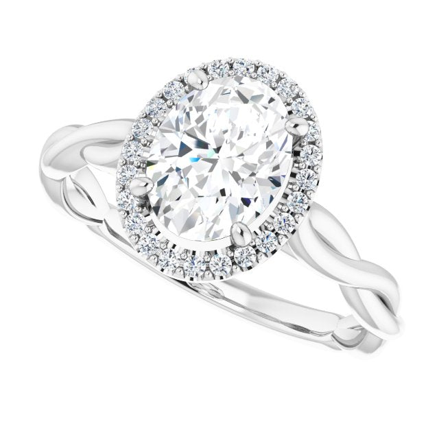 Oval Cut Diamond Halo Engagement Ring-in 14K/18K White, Yellow, Rose Gold and Platinum - Christmas Jewelry Gift -VIRABYANI