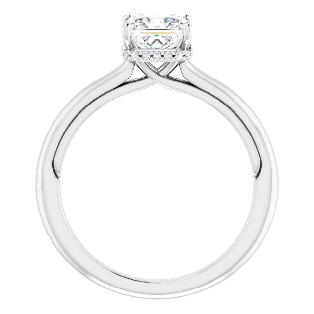 Underneath Halo Princess Diamond Solitaire Engagement Ring-in 14K/18K White, Yellow, Rose Gold and Platinum - Christmas Jewelry Gift -VIRABYANI