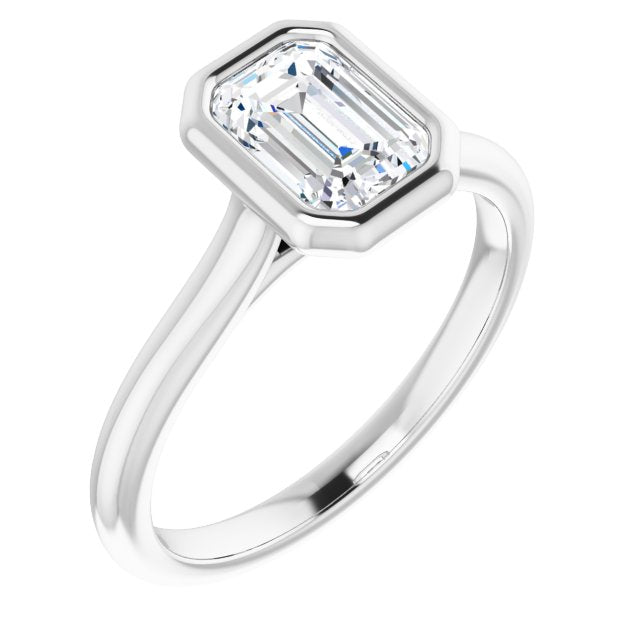 Hidden Side Diamond Bezel Set Solitaire Engagement Ring-in 14K/18K White, Yellow, Rose Gold and Platinum - Christmas Jewelry Gift -VIRABYANI