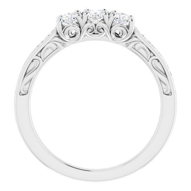 0.65 ct. Oval & Round Cut Diamond Filigree Accent Wedding Band-in 14K/18K White, Yellow, Rose Gold and Platinum - Christmas Jewelry Gift -VIRABYANI