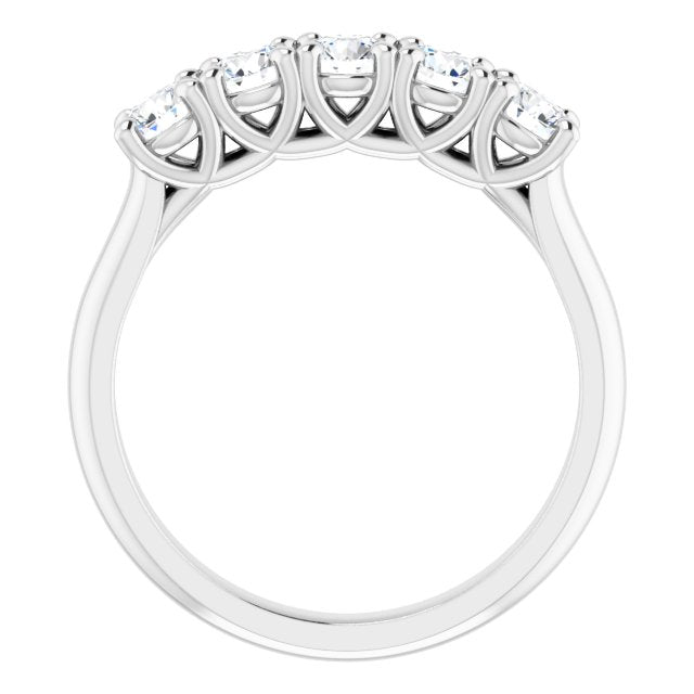 0.85 ct. Prong Set Round Cut Diamond 5 Stone Wedding Band-in 14K/18K White, Yellow, Rose Gold and Platinum - Christmas Jewelry Gift -VIRABYANI