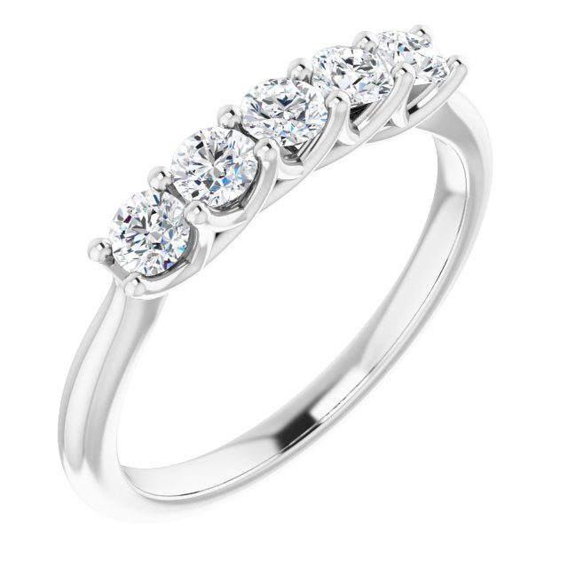 0.50 ct. Round Cut Diamond, 5 Stone Trellis Setting Wedding Band-in 14K/18K White, Yellow, Rose Gold and Platinum - Christmas Jewelry Gift -VIRABYANI