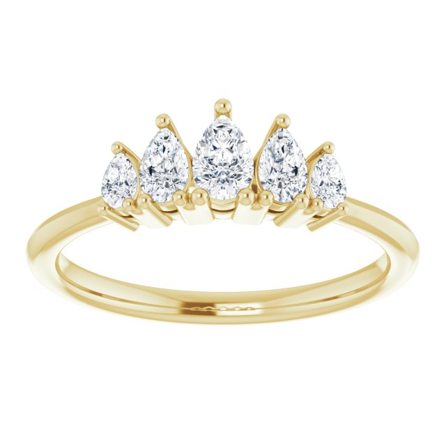 0.83 ct. Prong Set Pear Cut Diamond Wedding Band-in 14K/18K White, Yellow, Rose Gold and Platinum - Christmas Jewelry Gift -VIRABYANI
