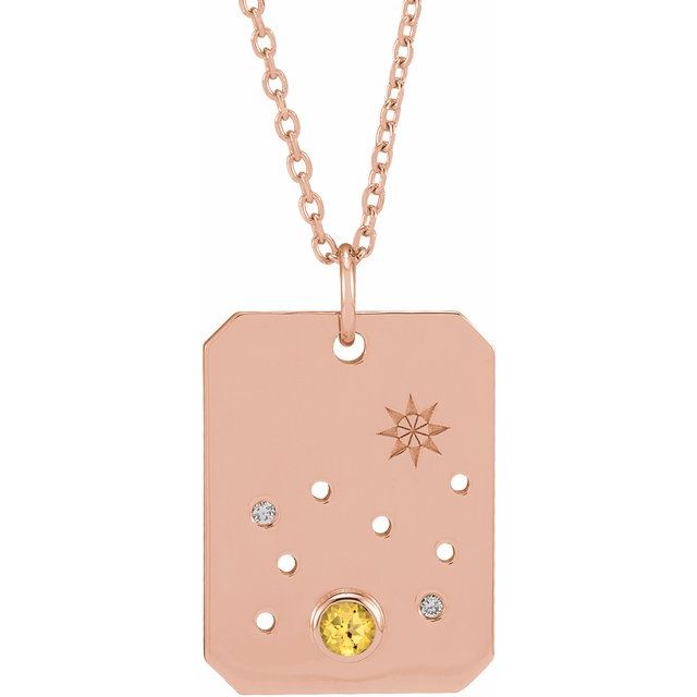 Zodiac Constellation Necklace Pendant in 14K Solid Gold-in 14K/18K White, Yellow, Rose Gold and Platinum - Christmas Jewelry Gift -VIRABYANI