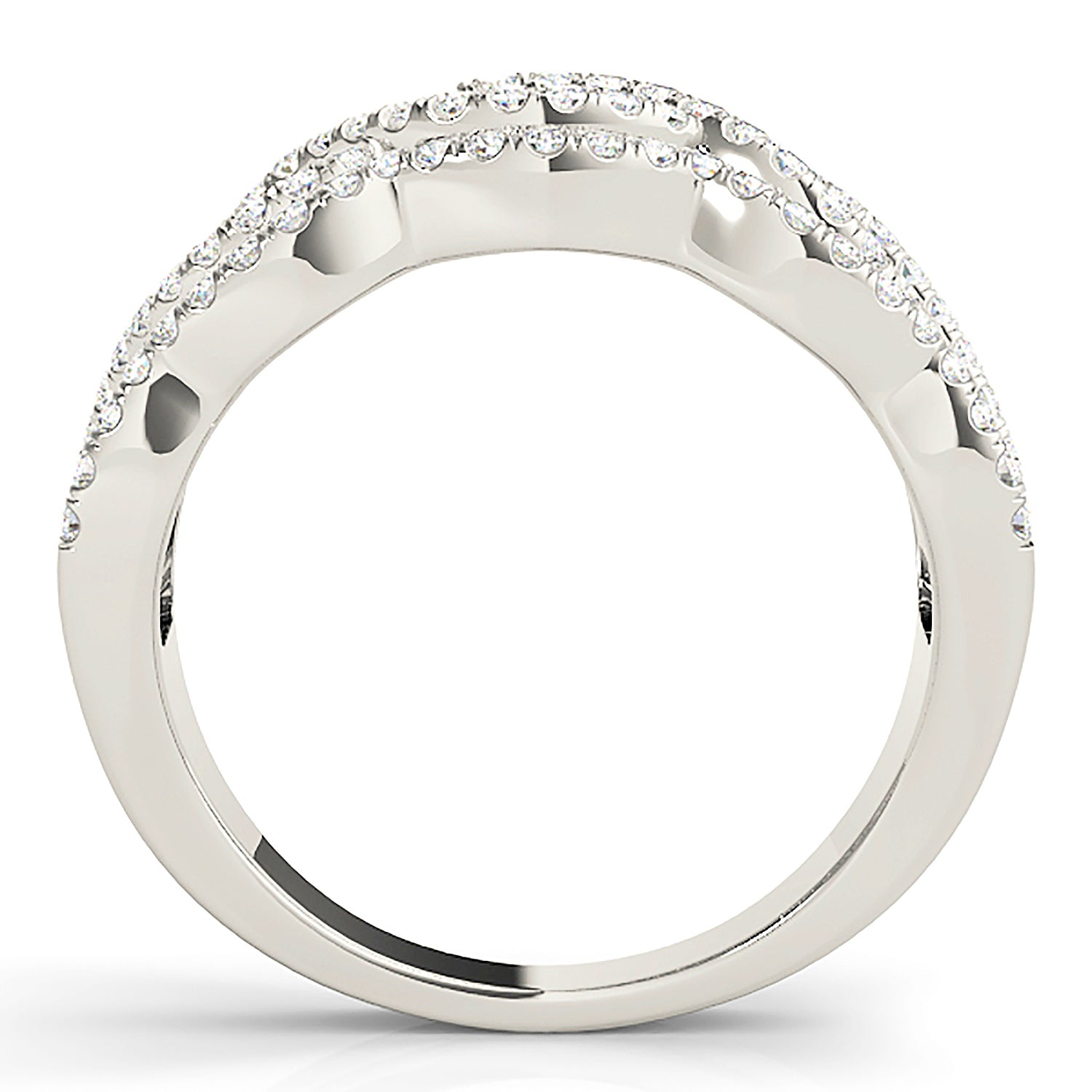 Diamond Double Twist Ring - 14K/18K Solid White Gold or Platinum | 100 Diamonds Statement Ring | 4 lines Inside Twist Diamond Ring-in 14K/18K White, Yellow, Rose Gold and Platinum - Christmas Jewelry Gift -VIRABYANI