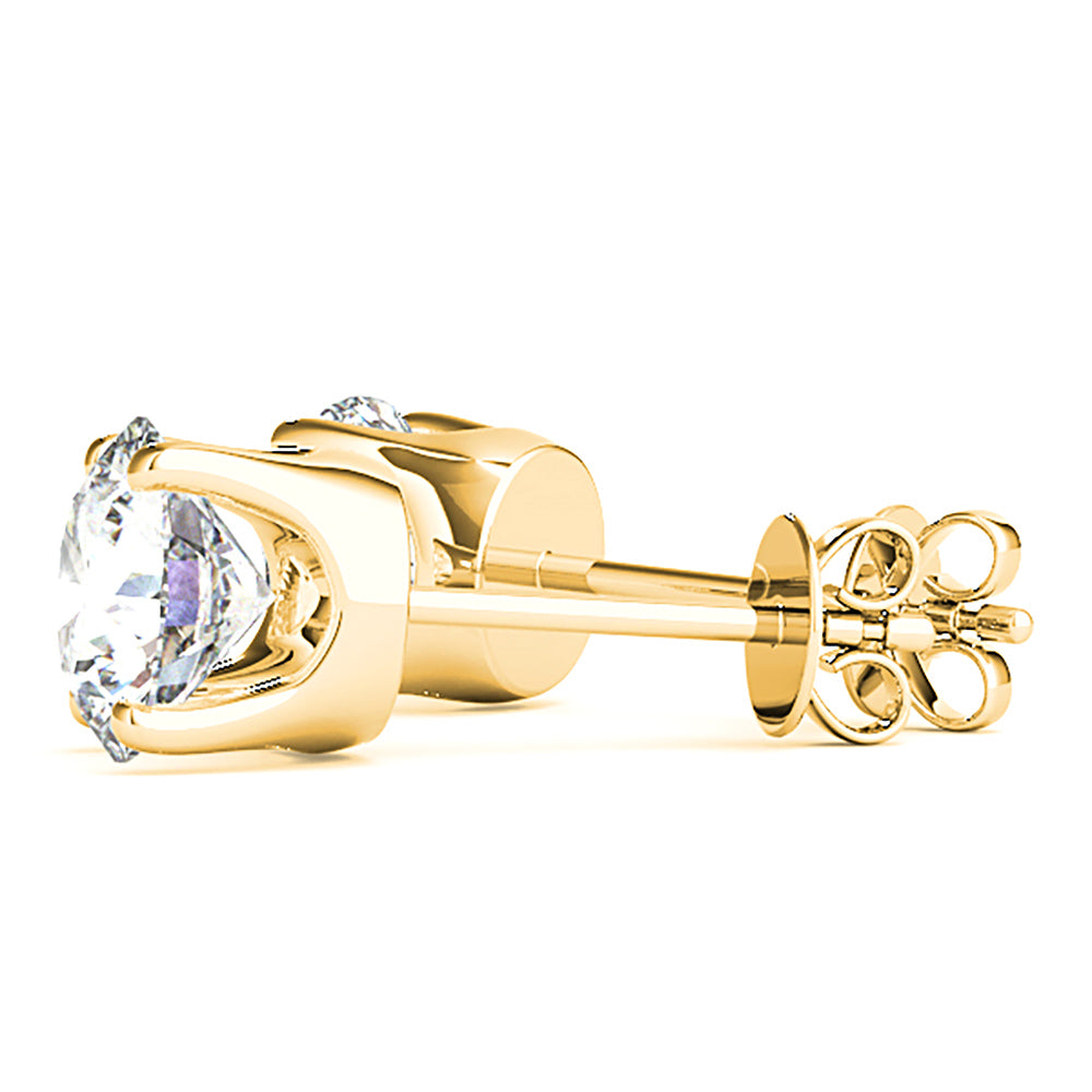 U Setting Four Prong Diamond Stud Earrings-in 14K/18K White, Yellow, Rose Gold and Platinum - Christmas Jewelry Gift -VIRABYANI