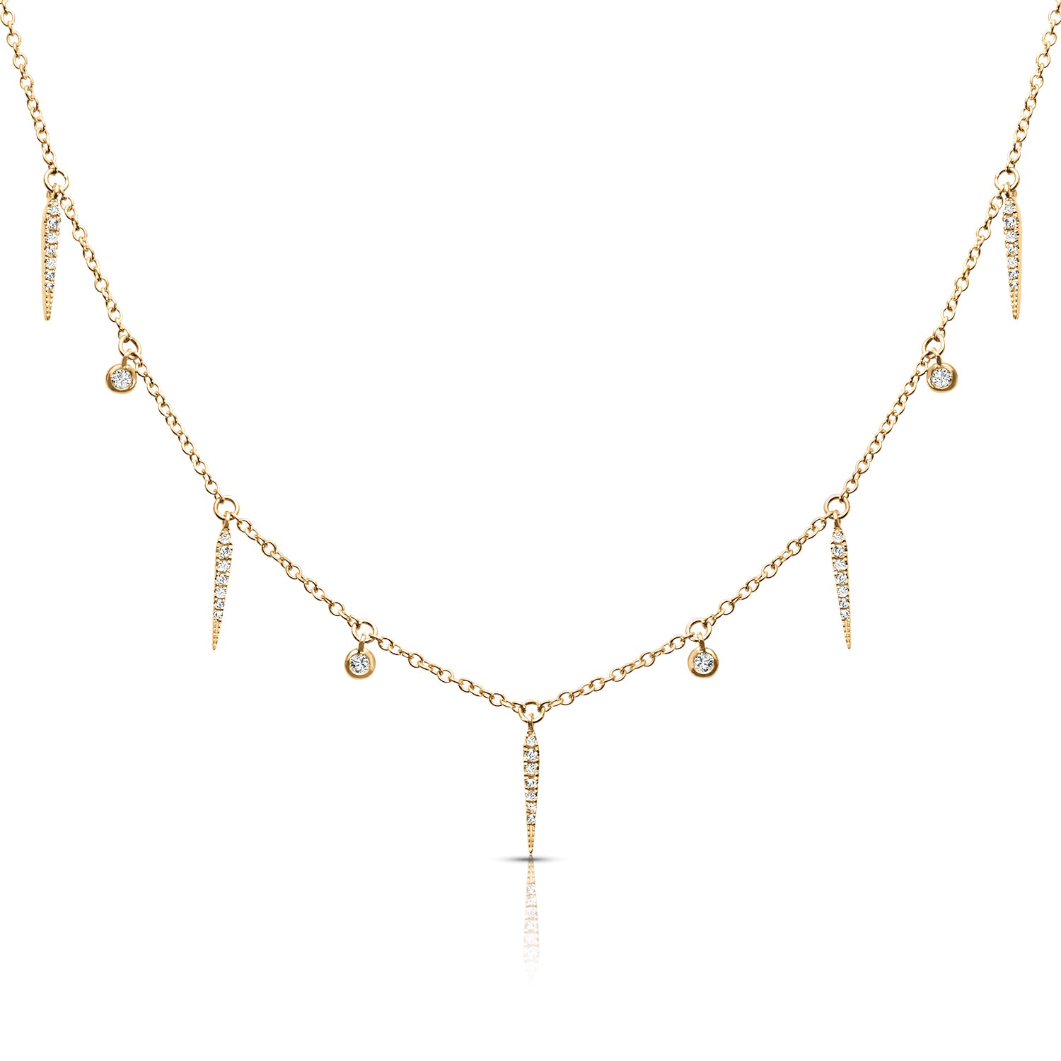Fashion Diamond Choker With 0.16 ctw Diamond Chain Necklace-in 14K/18K White, Yellow, Rose Gold and Platinum - Christmas Jewelry Gift -VIRABYANI