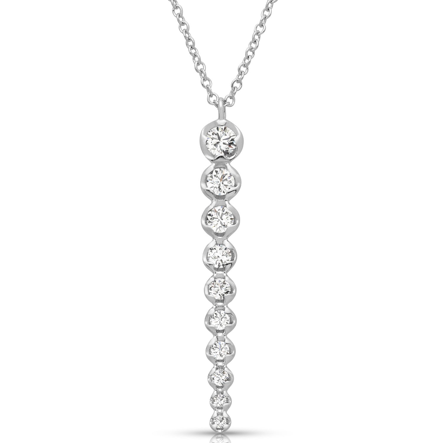 Graduated 0.35 ctw Diamond Journey Necklace Pendant-in 14K/18K White, Yellow, Rose Gold and Platinum - Christmas Jewelry Gift -VIRABYANI